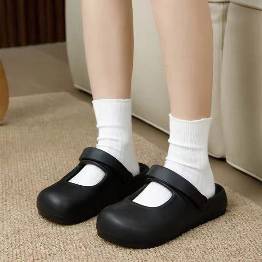 Women Anti-slip EVA Closed-Toes Slippers Ladies Soft Low Heel Breathable Flat Sandals Female Outwear House Pump Shoes Footwear