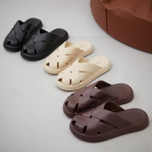 Men Summer Anti-slip EVA Closed-Toes Slippers Women Soft Outdoor Baotou Sandals Couple Unisex Home Indoor House Shoes Footwear